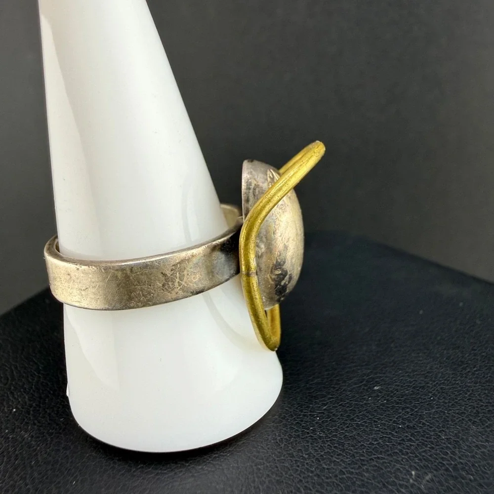 Vintage Taxco Sterling Silver Artisan Ring Modernist Size 10